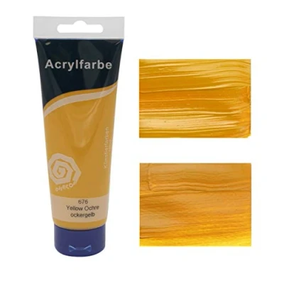 Afbeelding van Paintersisters® Acrylverf 120 ml, vrije kleurkeuze uit 24 kleuren, originele kunstenaarskwaliteit, om te schilderen op spieraam, canvas (05 okergeel)