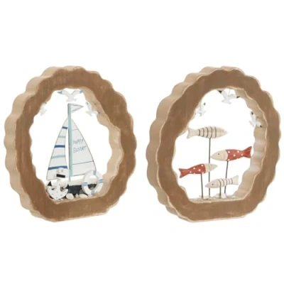 Afbeelding van Decoratieve figuren Home ESPRIT Blauw Wit Rood Natuurlijk 20 x 2,5 cm (2 Stuks)