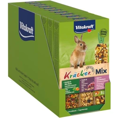 Afbeelding van Vitakraft Dwergkonijn Krackers Noot/Bosvruchten/Groenten 3 In 1 (10 stuks)