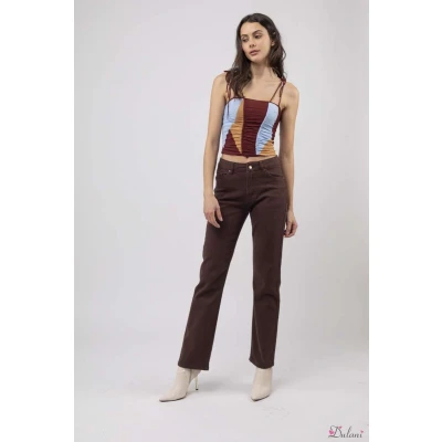 Afbeelding van Broek Toxik3 hoge taille straight choco