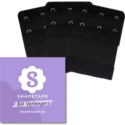 Afbeelding van BH verlengstuk 3 haaks 3Pack zwart accessoires Beha verlenger Bra Extender