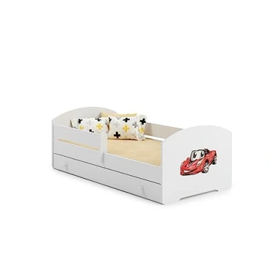 Afbeelding van KOBI Kinderbed LUK wit met lade opslag 160 x 80 cm jongensbed klein meisjesbed voor kinderen matras en frame de babykamer eenpersoonsbed barrière Balustrade