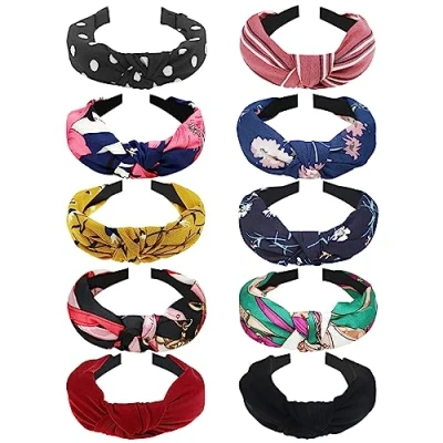 Afbeelding van DRESHOW 10 Stuks Brede Hoofdbanden Knoop Tulband Hoofdband Haarband Elastische Haaraccessoires voor Vrouwen en Meisjes
