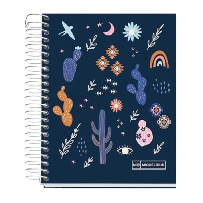 Afbeelding van Miquelrius A6 notitieboek, 140 vellen 70 g/m², gelinieerd horizontaal 7 mm, 4 gekleurde strepen, zonder boren, hardcover, Desert Collection