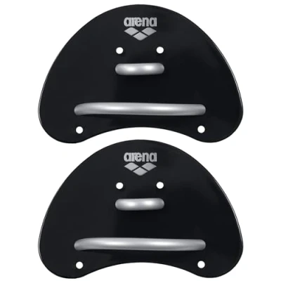 Afbeelding van arena Unisex zwemwedstrijdtrainingshulp vinger paddle Elite voor onderarmkrachttraining, zwart zilver (55), S