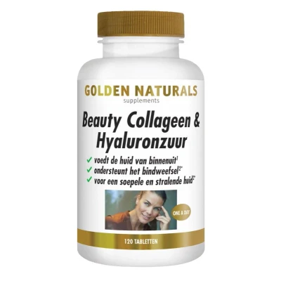 Afbeelding van Golden Naturals Collageen &amp; Hyaluronzuur Tabletten 120TB