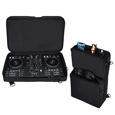 Afbeelding van Growalleter Reisbeschermende tas voor Pioneer DJ DDJ FLX4/DDJ 400/DDJ SB3 of Roland 202 controller, draagtas met accessoireopslag en verstelbare schouderriem, Zwart, Modern design