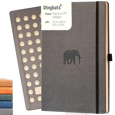 Afbeelding van Dingbats* Wildlife A4 Notitieboek Grey Elephant Raster A4+ / Squared