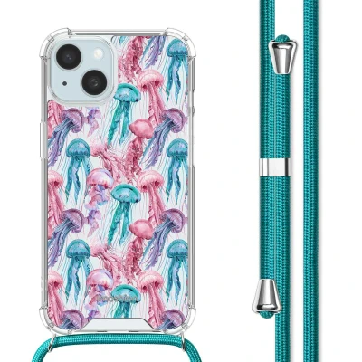 Afbeelding van Apple iPhone 15 Hoesje Kunststof iMoshion Softcase/Koordhoesje/Backcover Jellyfish Watercolor Telefoonhoesje