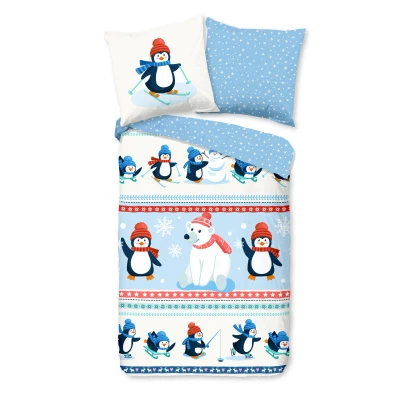 Afbeelding van Good Morning Kinderdekbedovertrek &quot;pinguins&quot; Multi (135x200 cm) Katoen Flanel