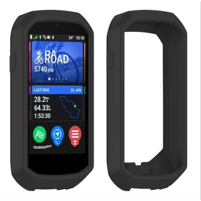 Afbeelding van GIOPUEY Cilicone hoes compatibel met Garmin Edge 1050, ultradunne zachte hoes, slim fit, anti val, niet gemakkelijk vuil X Black