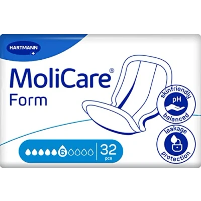 Afbeelding van MoliCare Form 6 drops, voor matige incontinentie: goede betrouwbaarheid, extra bescherming tegen lekken en discretie vrouwen mannen, 32 stuks