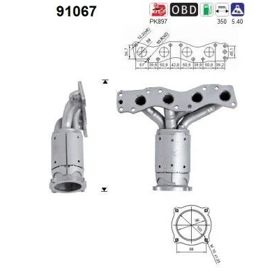 Afbeelding van AS 91067 Katalysator 350mm SUZUKI: SWIFT 3