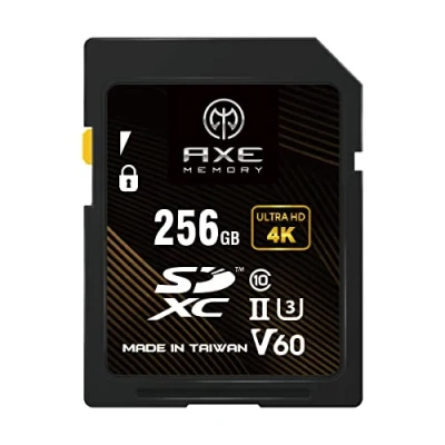 Afbeelding van AXE MEMORY 256 GB SD kaart, leessnelheid tot 245 MB/s, UHS II U3 V60 4K UHD, professionele SDXC geheugenkaart