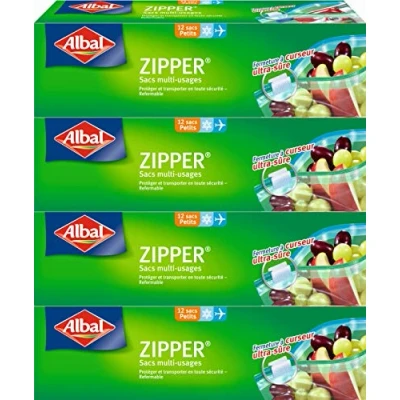 Afbeelding van Albal 12 multifunctionele tassen, ritssluiting schuif, luchtdicht, verpakking van 4, 1 L