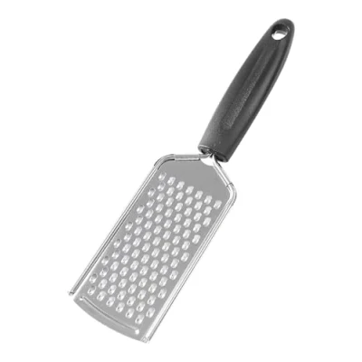 Afbeelding van Roestvrijstalen handrasp met handvat, kaasrasp, vaatwasmachinebestendig, rasp voor harde kaas, citroen, limoen, chocolade, noten, gember, knoflook (zilver)