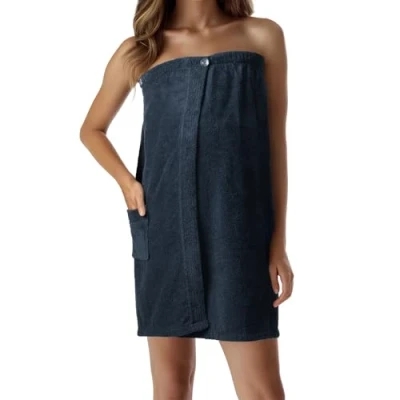 Afbeelding van sauna badstof kilt sarong M XXL dames JEMIDI 100% katoen saunakilt arong handdoek (dames donkerblauw)