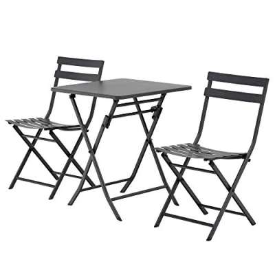 Afbeelding van Outsunny Buiten Bistroset Metaal 60x60x71cm Grijs