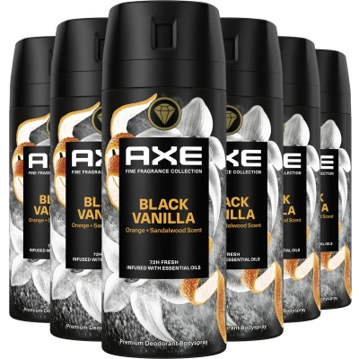 Afbeelding van 6x Axe Deodorant Bodyspray Black Vanilla 150 ml