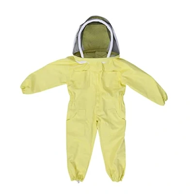 Afbeelding van Zerodis Bijenteeltpak met sluier beschermend bijenpak voor kinderen, professionele bijenteelt, jumpsuit, bijenbezoeker katoen, lange mouwen, kinderbescherming, bijenbenodigdheden (M)