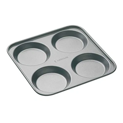 Afbeelding van KitchenCraft MasterClass Yorkshire Puddingvorm met Antiaanbaklaag en 4 Gaten, ‎Koolstofstaal, 24 x 2 Centimeter, Grijs, KCMCHB16