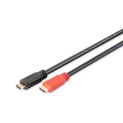 Afbeelding van DIGITUS HDMI High Speed aansluitkabel, type A met signaalversterker 10,0m Ultra HD 4k/30Hz compatibel TV/beamer/monitor vergulde contacten zwart