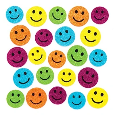 Afbeelding van Baker Ross Glinsterende schuimrubberstickers &quot;Happy Gezichter&quot; (100 stuks) grappige schuimrubberen stickers met smileys voor collages en knutselwerk