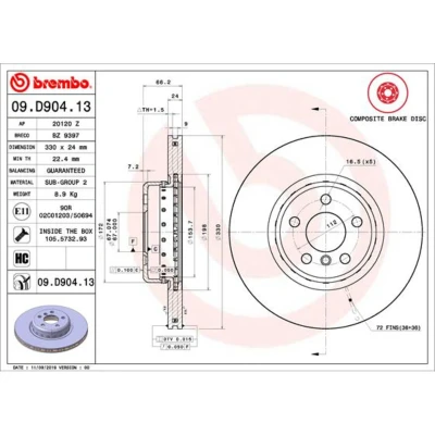 Afbeelding van Brembo Remschijven 09.D904.13
