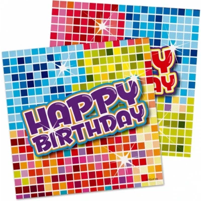 Afbeelding van 16x Happy birthday feest servetten Confetti 25 x cm verjaardag Feestservetten