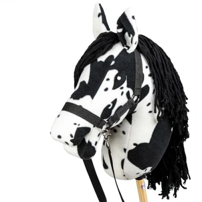 Afbeelding van SKIPPI Hobby Horse Zwartbont, Halster en Teugels in Set, Zwart Bonte Paard A3