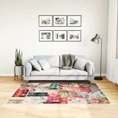 Afbeelding van Vloerkleed wasbaar anti slip 120x170 cm patchwork meerkleurig