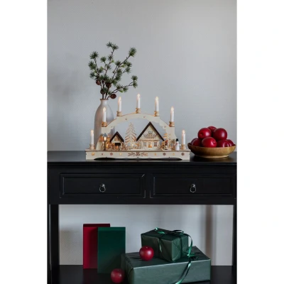 Afbeelding van Silhouet kerstdorp LED met kaarsen Konstsmide