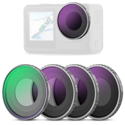 Afbeelding van Neewer CPL en ND filterset voor Action 5 Pro (4 pack), + ND8 ND16 ND32 filterkit actiecamera accessoires multicoated HD optisch glas compatibel met DJI Osmo Pro/4, FL A12