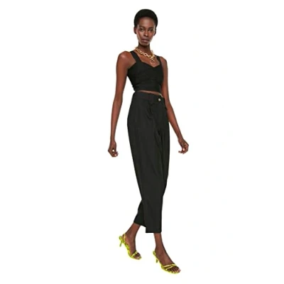 Afbeelding van Trendyol Dames Basics Hoge taille Rechte been Wortelbroek Broek, Zwart, 60
