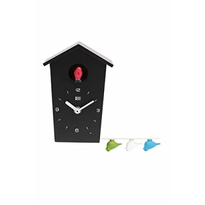 Afbeelding van KOOKOO Birdhouse Mini zwarte design koekoeksklok met 12 vogelstemmen of koekoek