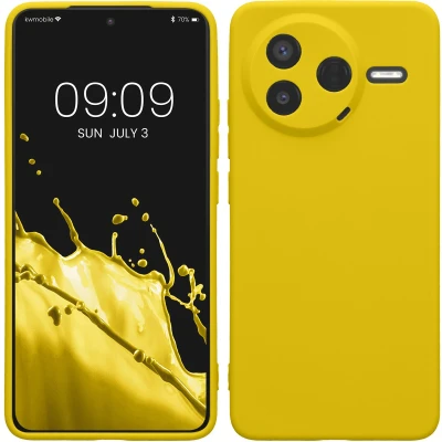Afbeelding van kwmobile telefoonhoesje geschikt voor Xiaomi Poco F7 Pro Hoesje smartphone Precisie camera uitsnede In stralend geel