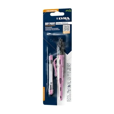Afbeelding van LYRA DRY PROFI Baumarker Colour Edition pink + 3 gratis vullingen in blister, grafiet, 2 delige set, 1 stuk