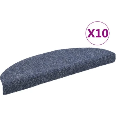 Afbeelding van vidaXL Trapmatten zelfklevend 10 st 65x21x4 cm naaldvilt blauw