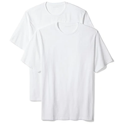 Afbeelding van Amazon Essentials Heren Regular Fit T shirt met korte mouwen en ronde hals, 2 stuks, wit, 6X Large Big Tall, Kleur: wit., Tall