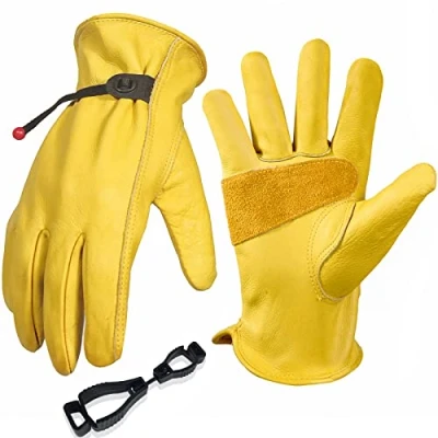 Afbeelding van Tuinhandschoenen voor Heren en Dames, Doornbestendig Het Snoeien van Rozen, Premium Rundlederen Werkhandschoenen met Stropdas Polssluiting Tuinieren, Tuinwerk, Boerderij, Magazijn, Bouw
