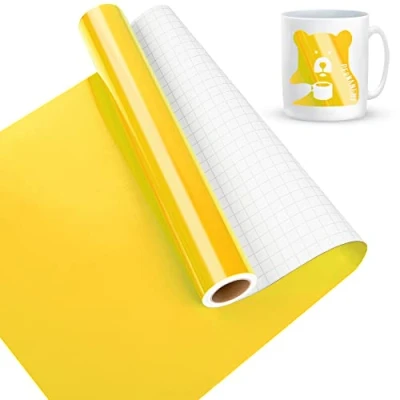Afbeelding van Lya Vinyl Geel Vinylfolie Plotter, zelfklevende Plotterfolie 30,5 x 457,5 cm, plotterfilm, film voor Cricut, Silhouette Cameo 4