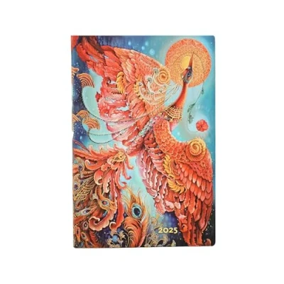 Afbeelding van Paperblanks Flexis Kalender 12 maanden 2025, vuurvogel, mini, horizontaal, sluiting met elastiek