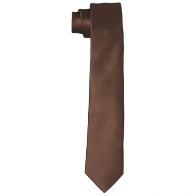 Afbeelding van DonDon stropdassen voor heren handgemaakt zijde look 6 cm Donker bruin