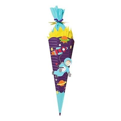 Afbeelding van Ursus 9850010 Schooltas knutselset Astronaut, zeshoekig, hoogte ca. 68 cm, diameter 20 inclusief knutselhandleiding en sjabloonboog, om zelf te knutselen, ideaal voor het eerste schooljaar