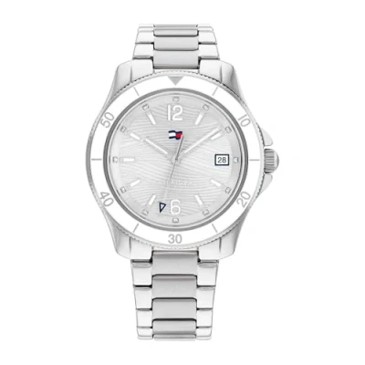 Afbeelding van Tommy Hilfiger Analoog kwartshorloge voor dames met zilveren roestvrijstalen armband 1782512, Zilver Wit,