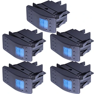 Afbeelding van Mintice 5 Stuks 12V 20A Tuimelschakelaar Blauw LED Licht Indicator Schakelaar AAN/UIT Wipschakelaar Bediening Drukschakelaar Auto Vrachtwagen Boot Dashboard 4Pin
