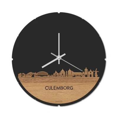 Afbeelding van Skyline Klok Rond Culemborg Eiken
