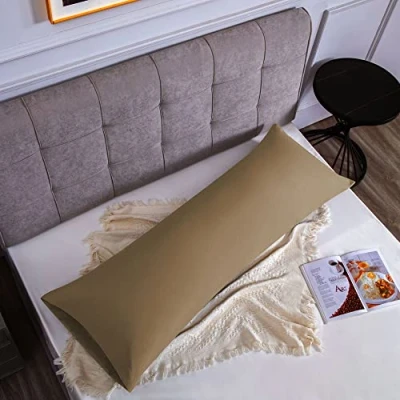 Afbeelding van Kussenslopen voor Tweepersoonsbed van Katoen 45x150 cm 1 Stuks, Set 2 Gecertificeerd Door Oeko TEX In Premium 110GSM, Zacht en Ademend, Hypoallergeen Taupe