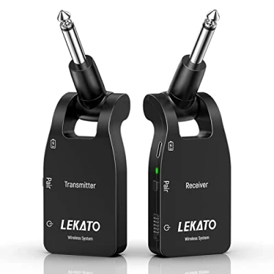Afbeelding van LEKATO draadloos gitaarsysteem, 2,4 GHz digitale audio transceiver, ingebouwde oplaadbare lithiumbatterij, voor elektrische bas