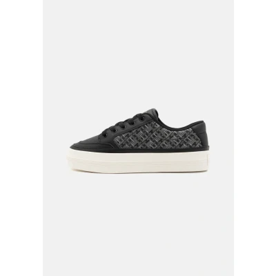 Afbeelding van Tommy Hilfiger Vrouwen Vulc lederen Sneaker Monogram FW0FW08331, Zwart, 6 UK, 39 EU